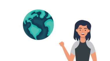 activist man in campaign for water day animation