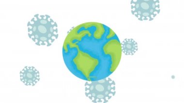 coronavirus pandemic animation with spores and airplane