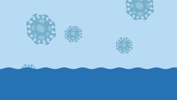 Coronavirus pandemic animation with spores and ship — 비디오