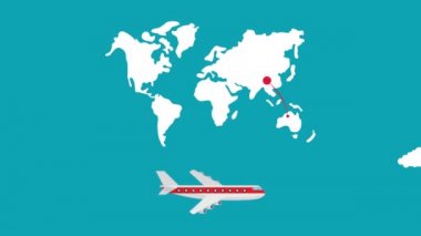 coronavirus pandemic animation with airplane and advanced cases
