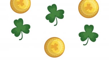 st patricks day animated card with clovers and coins pattern