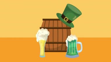 st patricks day animated card with beer barrel