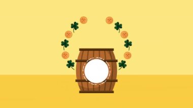 st patricks day animated card with beer barrel