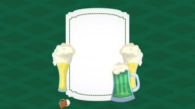 st patricks day animated card with beers and elf hat