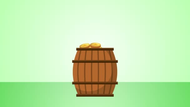 St dia patricks cartão animado com barril de cerveja — Vídeo de Stock