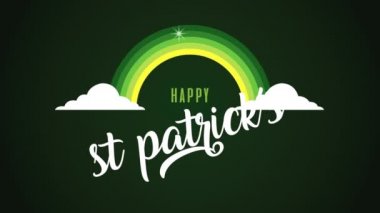 st patricks day animated card with lettering and rainbow