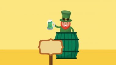 st patricks day animated card with elf and beer