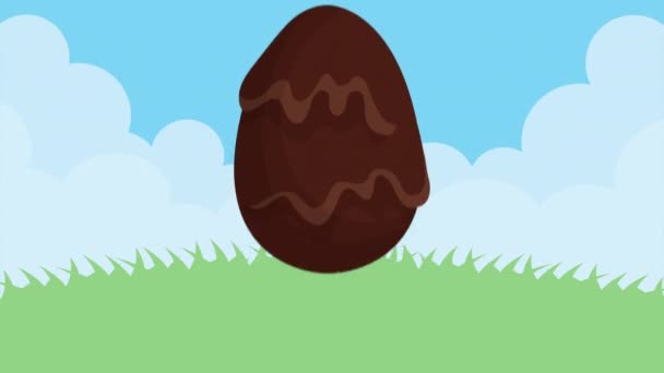 Happy easter animated card with chocolate egg — Stockvideo