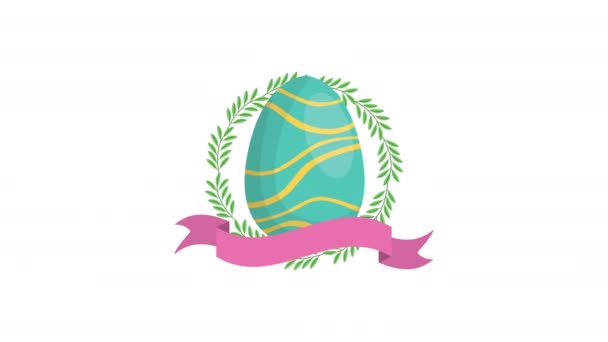 Happy easter animated card with eggs painted frame — Stok video