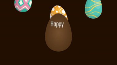 happy easter animated card with eggs painted frame