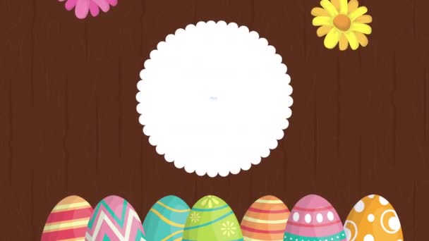 Happy easter animated card with lettering and eggs painted — ストック動画