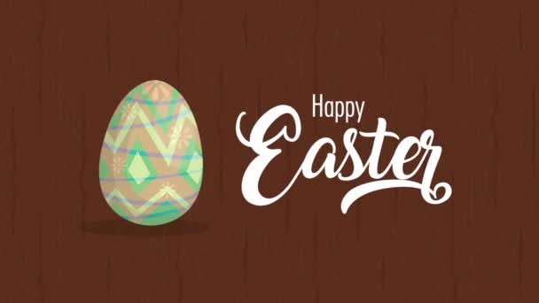 Happy easter animated card with lettering and egg painted — 图库视频影像