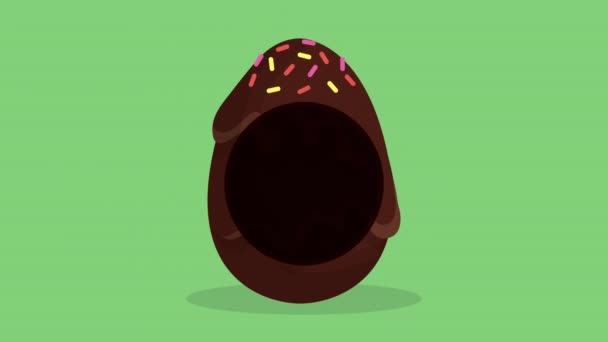 Feliz Páscoa cartão animado com coelho bonito e ovo de chocolate — Vídeo de Stock