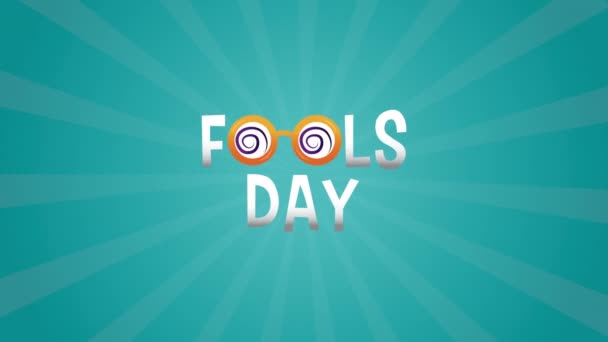 Happy fools day card with crazy eyeglasses — Stock Video