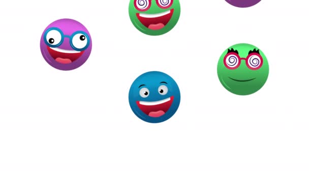 Happy fools day card with crazy emojis — Wideo stockowe