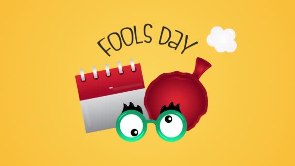 Happy fools day card with flatulence air bag — Stockvideo