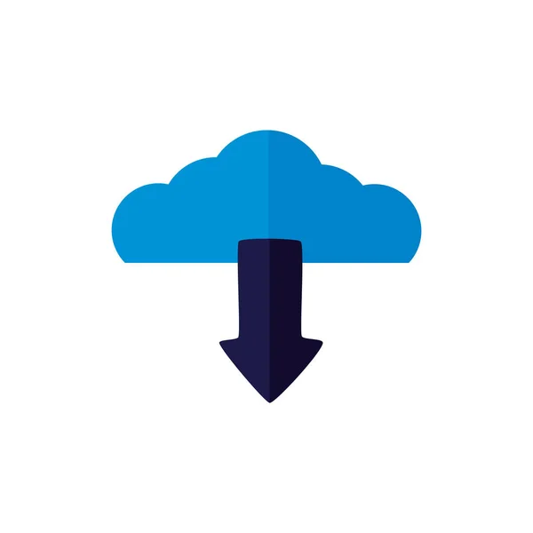 Cloud Computing mit Pfeil-Download flach — Stockvektor