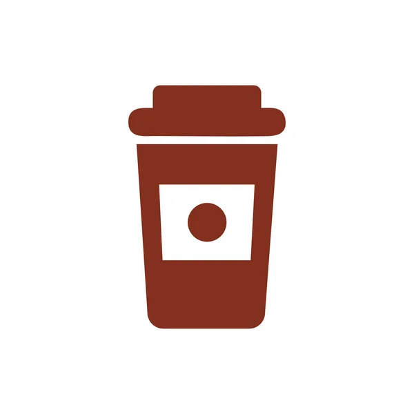 Bebida de café em plástico recipiente estilo silhueta —  Vetores de Stock