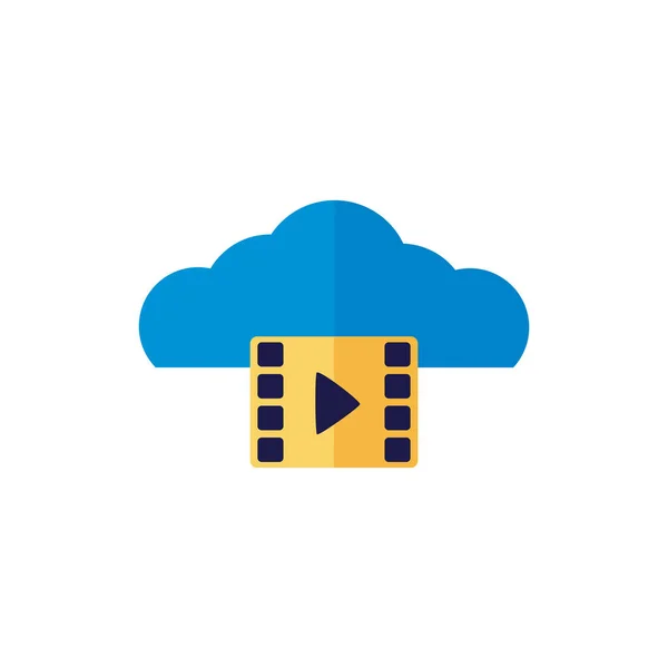 Cloud Computing mit flachem Media Player-Stil — Stockvektor