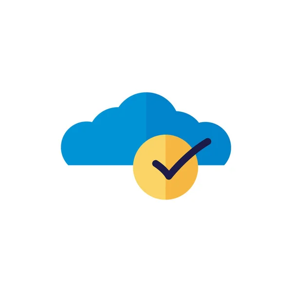 Cloud computing with check symbol flat style — Stock vektor