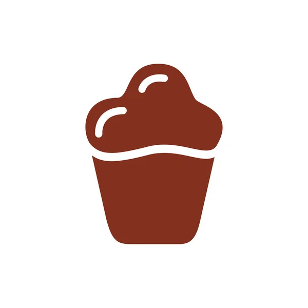 Delicioso ícone de estilo de silhueta doce cupcake — Vetor de Stock