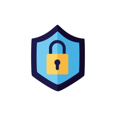 shield with padlock flat style