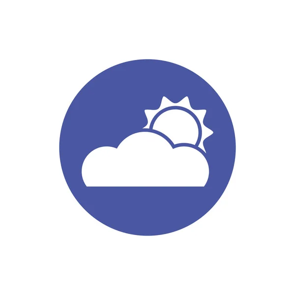 Summer sun with cloud block style icon — 图库矢量图片