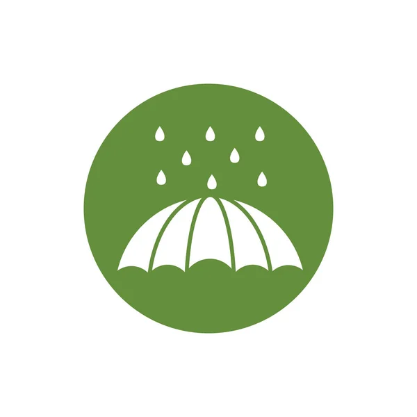 Paraguas con gotas de lluvia icono de estilo bloque — Vector de stock