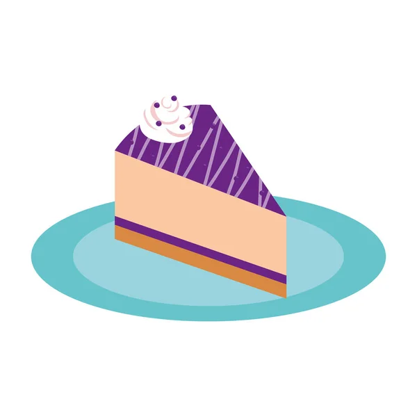 Söt tårta portion dessert isolerad ikon — Stock vektor