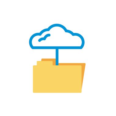 cloud computing with folder lineal color style