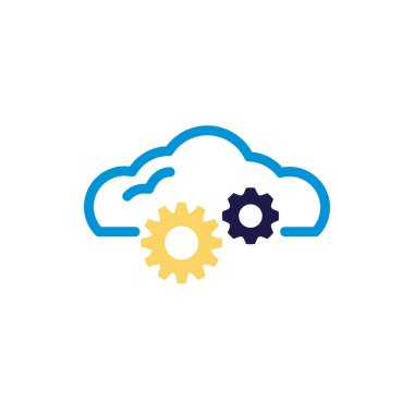 cloud computing with gears lineal color style