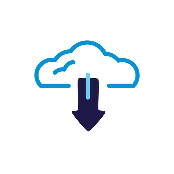 Cloud computing with arrow download lineal color style — Stockvektor