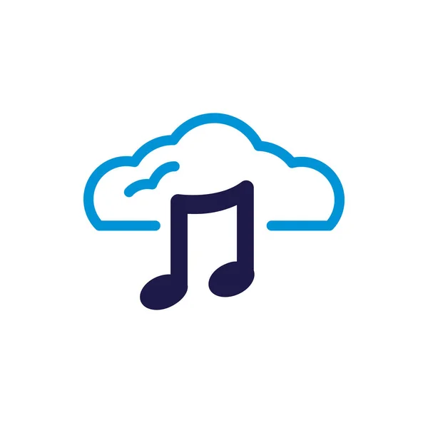 Cloud computing with music notes lineal color style — Stock Vector