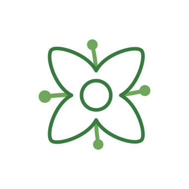 Yaprakları olan sevimli çiçek yarı renk simgesi