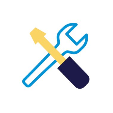 wrench and screwdriver tool lineal color style
