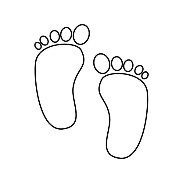 Aranyos lábnyomok baby line stílus ikon — Stock Vector