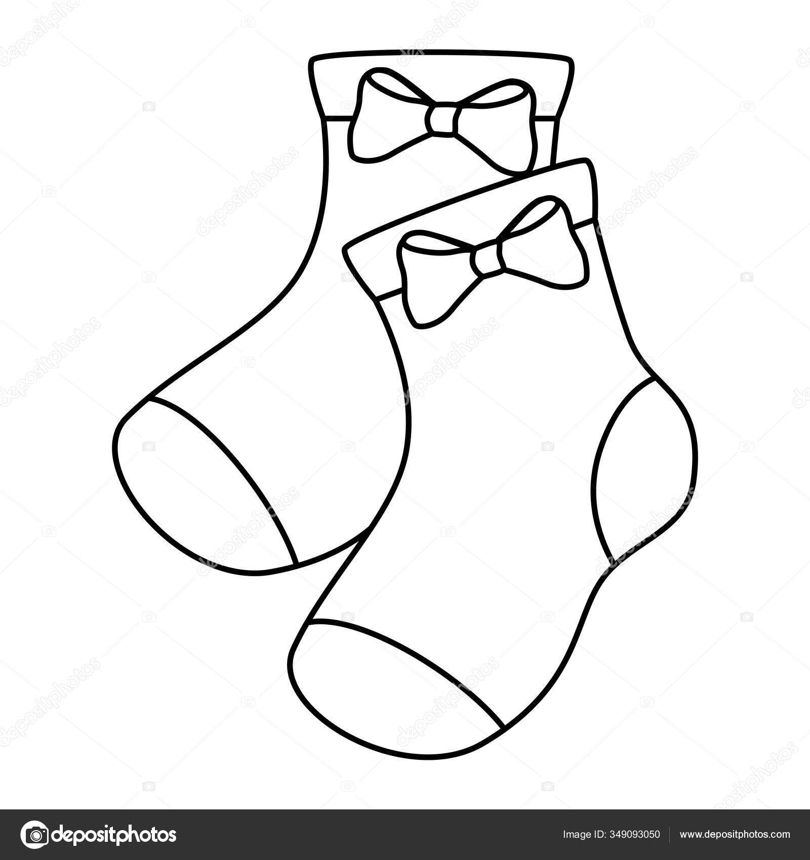 Pair of small baby socks line icon. linear style sign for mobile