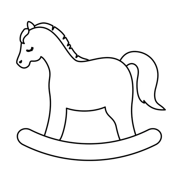 木製の馬のおもちゃのラインスタイルのアイコン — ストックベクタ