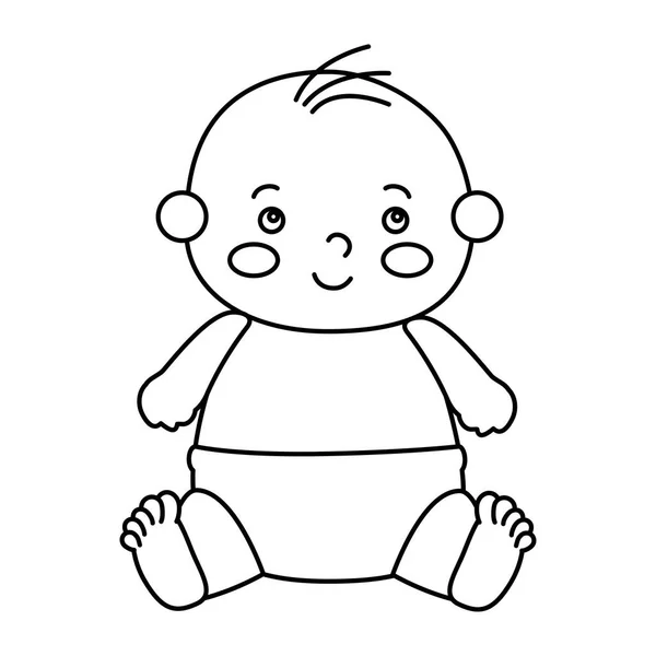 Lindo bebé niño línea estilo icono — Archivo Imágenes Vectoriales