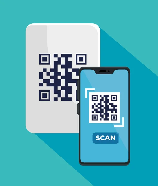 Numérisez le code QR avec un smartphone — Image vectorielle