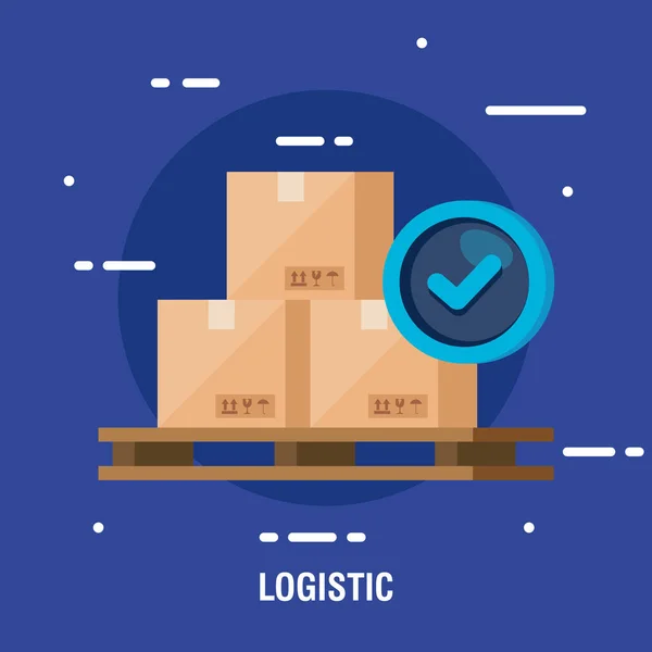 Entrega servicio logístico con cajas de cartón — Vector de stock