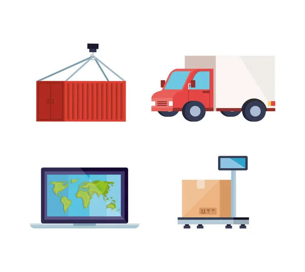 Set van levering logistieke dienst pictogrammen — Stockvector