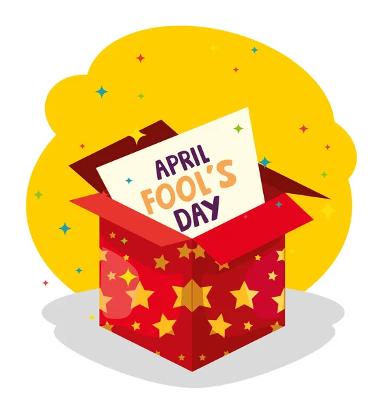 4月の愚か者の日と星の箱 — ストックベクタ