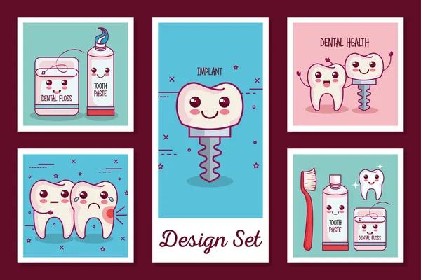 Diseños conjunto de iconos de salud dental — Archivo Imágenes Vectoriales