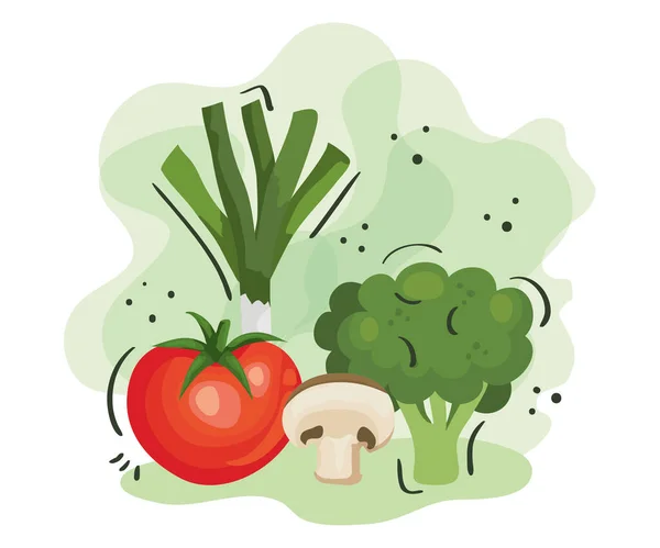Набір свіжих і здорових овочів — стоковий вектор