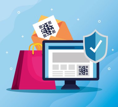 Qr kodunu bilgisayar ve simgelerle tara