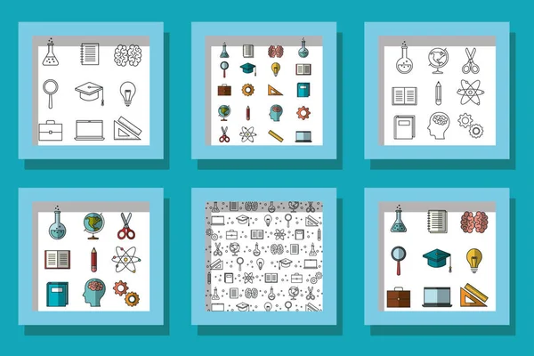 Projetos bundle de ícones de conjunto de educação — Vetor de Stock