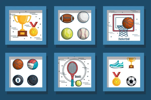 Diseños de paquetes de iconos deportivos — Archivo Imágenes Vectoriales