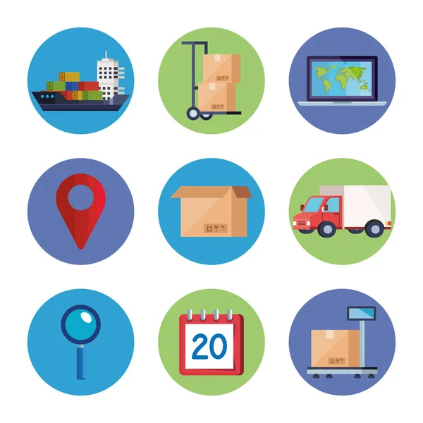Set of delivery logistic service icons — Stock Vector