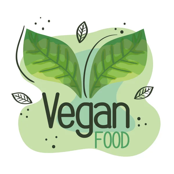 Vegan food poster with leafs nature — Stock Vector